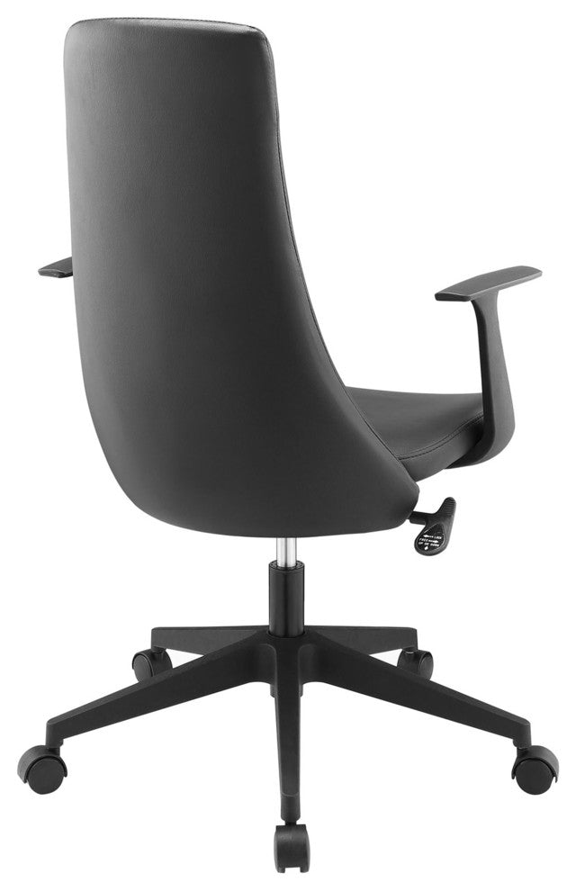 Modern Contemporary Office Chair, Black Faux Leather