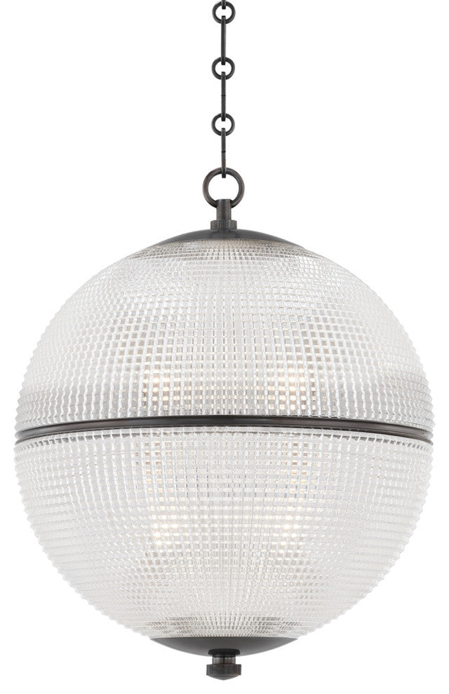 Sphere No. 3 1-Light Pendant, Large, Distressed Bronze, Clear Shade