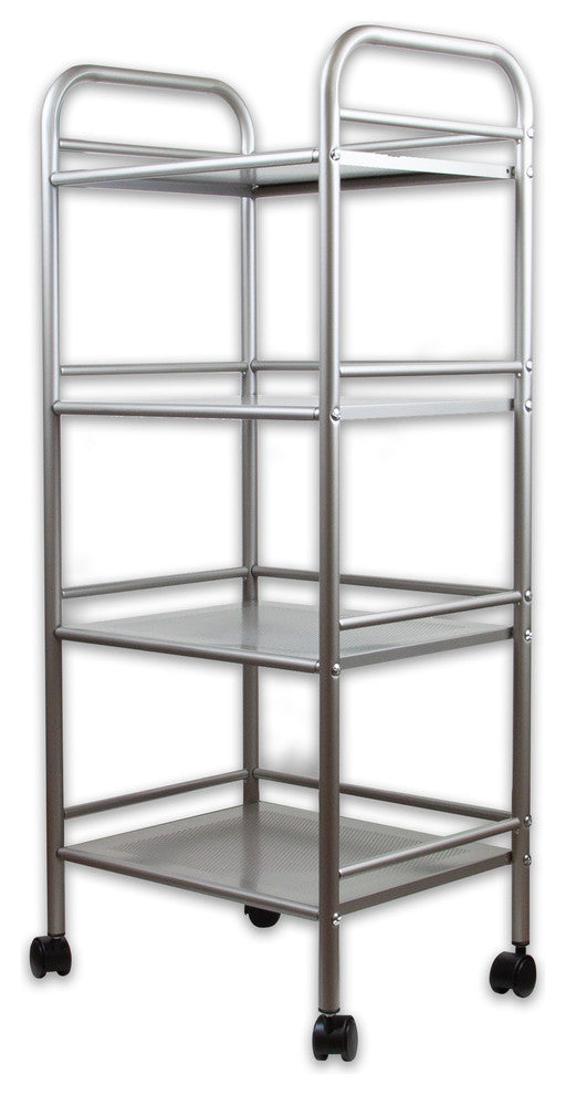 4"-Tier Steel Rolling Storage Cart, Satin Nickel