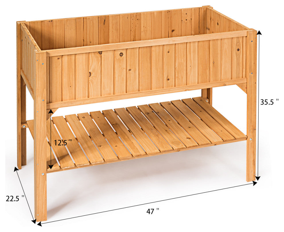 Raised Garden Bed Elevated Planter Box Shelf Standing Garden Herb Garden Wood
