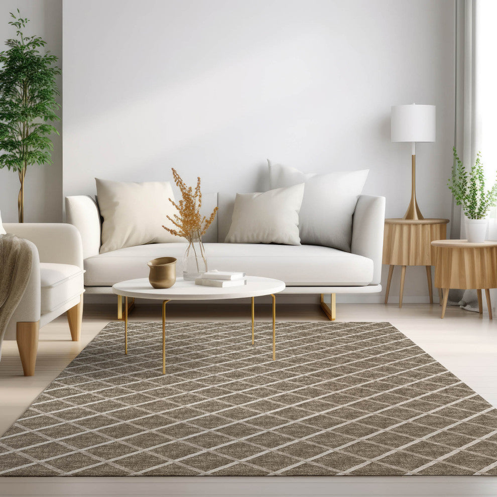 Indoor/Outdoor York YO1 Taupe Machine Washable 9' x 12' Rug
