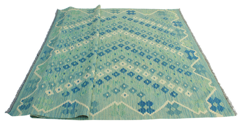 Flatweave Lorena Light Green/Blue Rug, 5'8x8'0