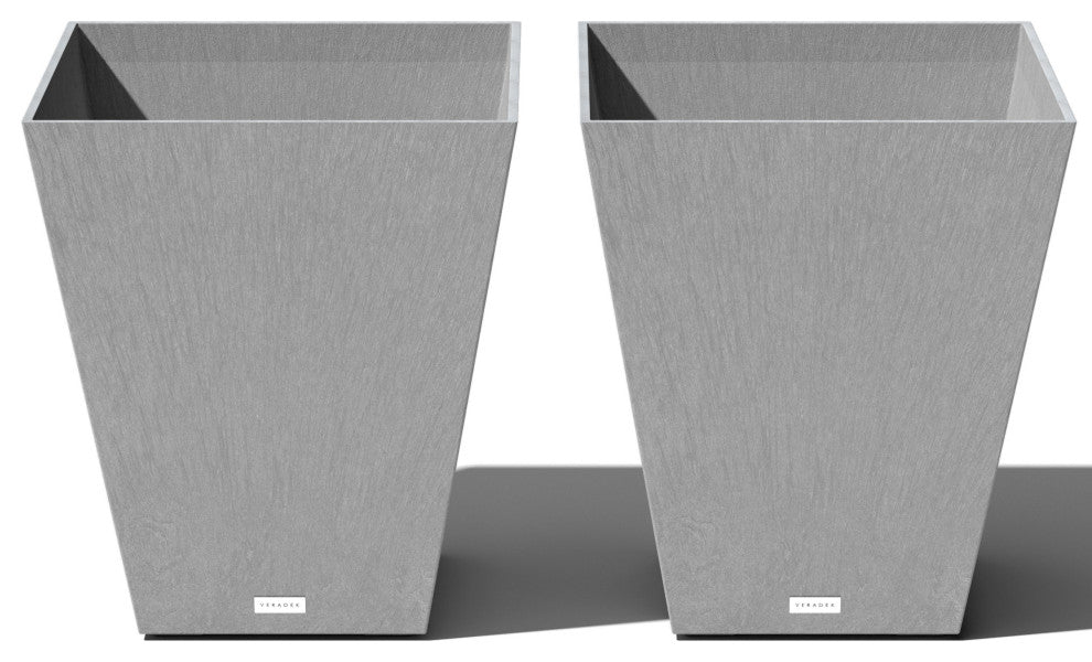 Nobleton Square Planter, Grey, 22 Inch, 2 Pack