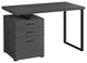 Modern Desk, Floating Top With 2 Storage Drawers & File Drawer, Modern Gray