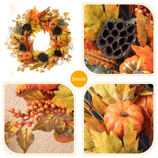 24"D Fall Pumpkin Leaf Floral Wreath