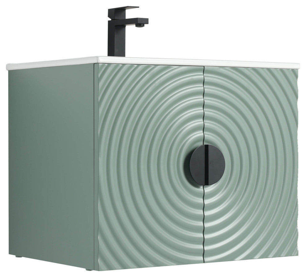 Pellabay Bath Vanity, Fluted Circular Doors Sink Included