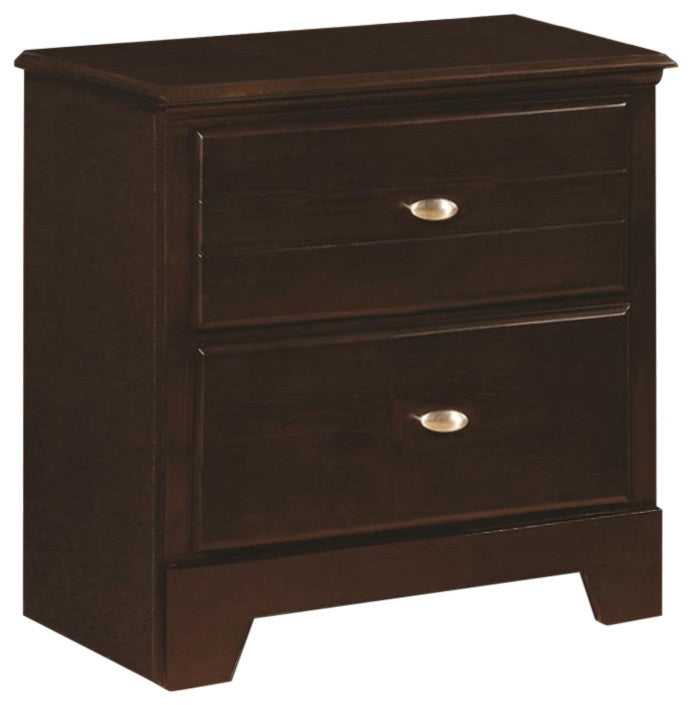Wooden Nightstand With Two Drawer, Cappuccino
