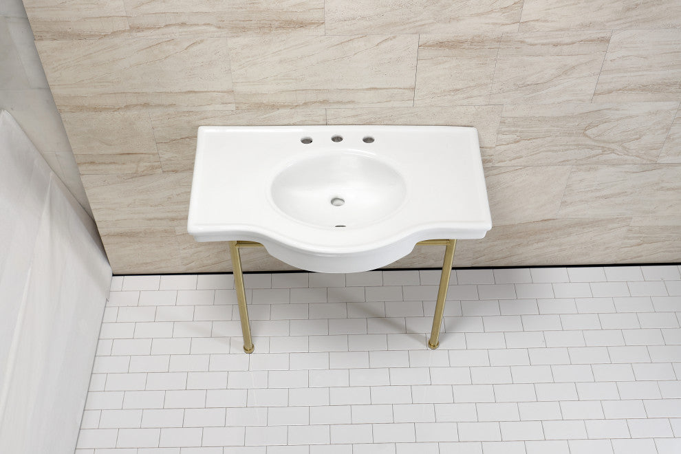 Fauceture VPB28140W8BB 37" Ceramic Console Sink, Legs