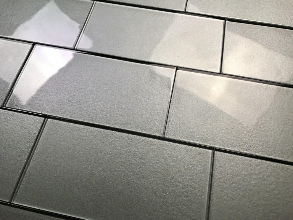 Metallics 3"x6" Glass Subway Tile,White, Set of 128