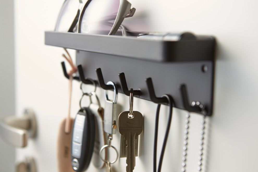 Smart Magnetic Key Rack W/ Tray, Black