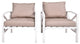 2 pieces Outdoor Patio Metal Armchair Seat With Cushions, Khaki