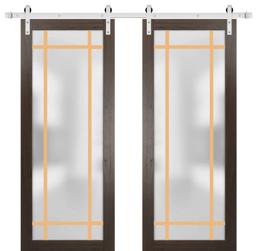 Sturdy Double Barn Door 72 x 96 | Planum 2113 Chocolate Ash  | 13FT