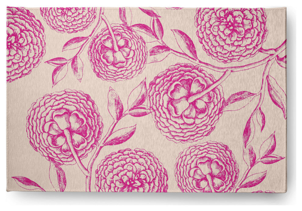 Antique Flowers Spring Chenille Rug, Orchid, 4'x6'