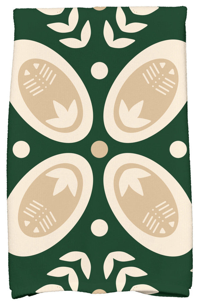 Tradition Holiday Geometric Print Kitchen Towel, Dark Green