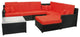 8-Piece Wicker Sectional Sofa, Table and Ottoman Set With Cushions, Red