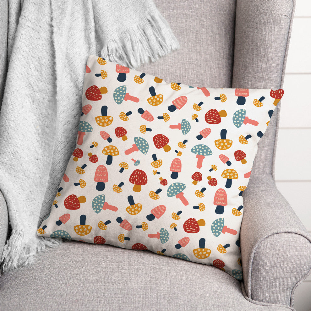 Colorful Cute Mushroom Pattern 4 20x20 Spun Poly Pillow