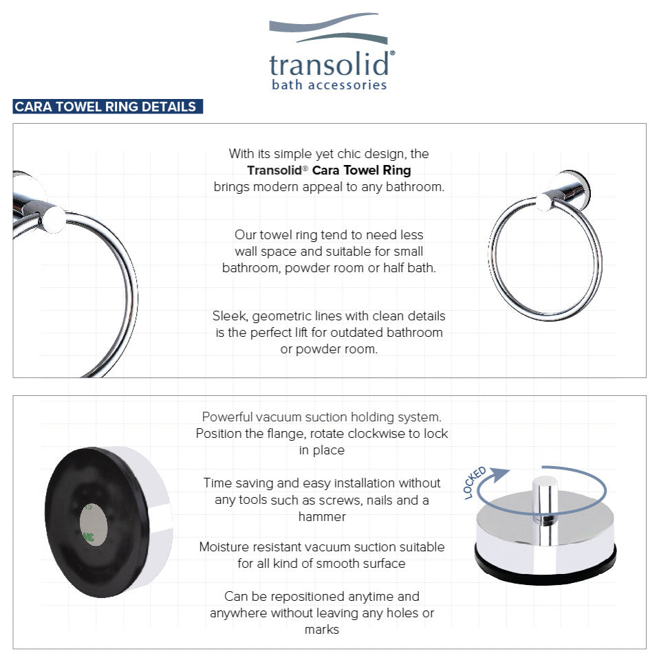 Transolid Cara 4-Piece Bathroom Accessory Kit, Polished Chrome