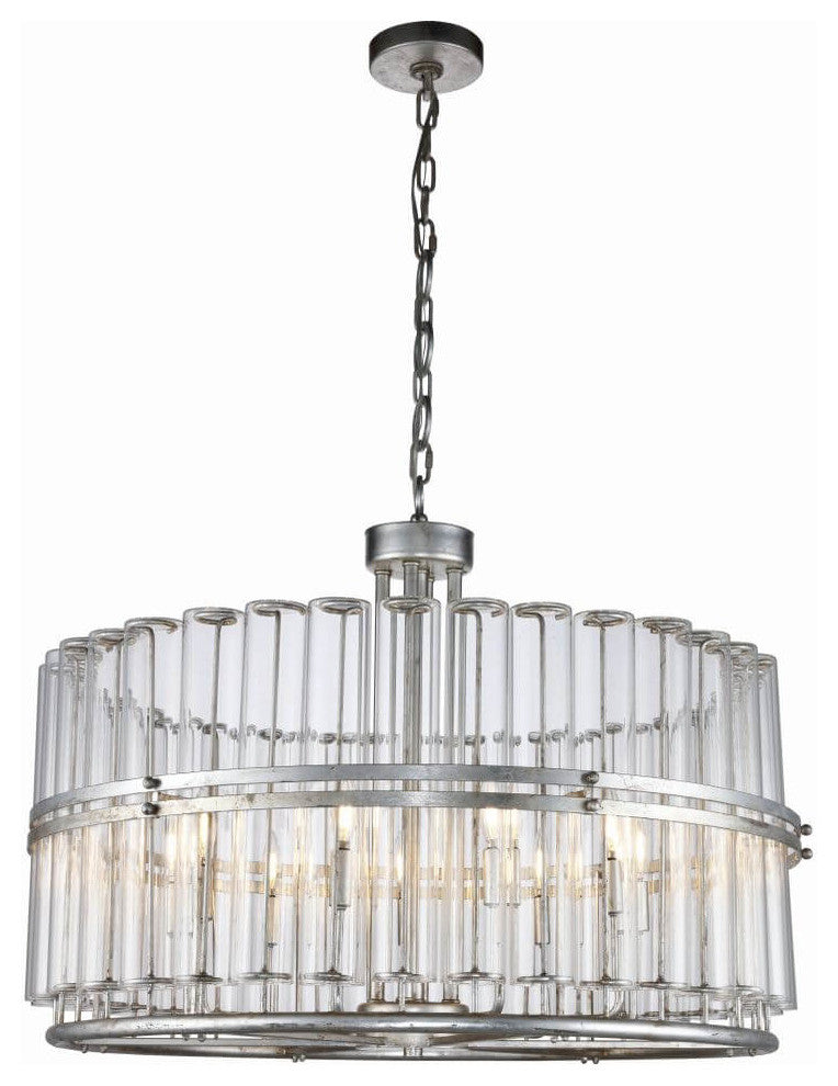 Elegant Lighting Piper Collection Chandelier, Antique Silver Leaf