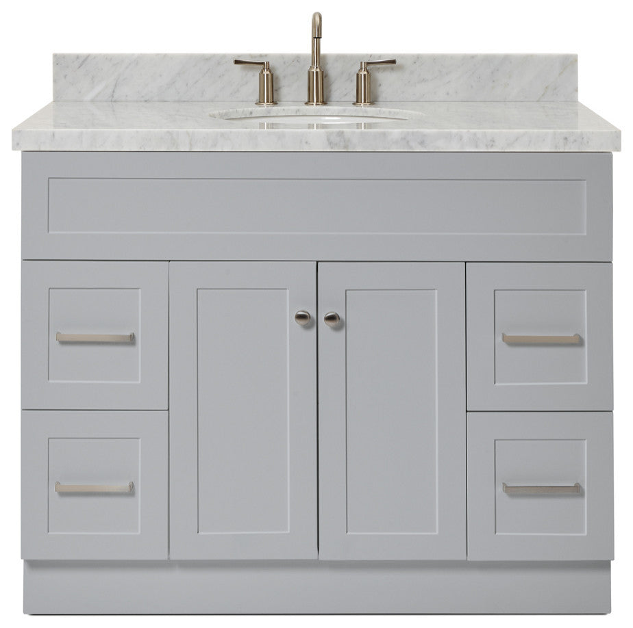 Ariel Hamlet 43" Oval Sink Bath Vanity, 1.5" Carrara Marble