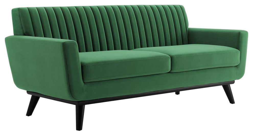 Engage Channel Tufted Performance Velvet Loveseat Emerald