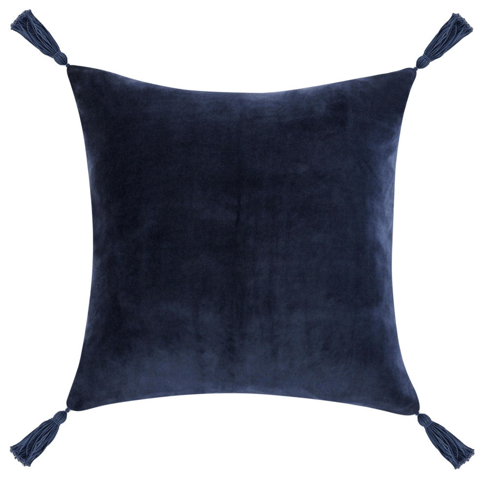 Stonework 22" Cotton Linen Blend Throw Pillow, Denim Blue