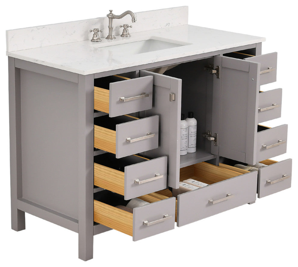 Bathroom Vanity Set, Base:Gray, 48", Without Mirror
