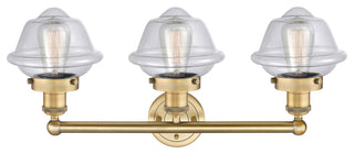 Oxford 3-Light 25" Bath Vanity Light, Brushed Brass Finish, Clear Shade