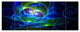Blue Curly Spiral on Black, Abstract Wall Art Canvas, 70"x28", 6 Panels