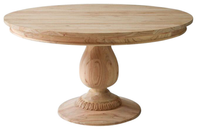 Charlotte Pedestal Dining Table, 55", Light Wood, Traditional, Round