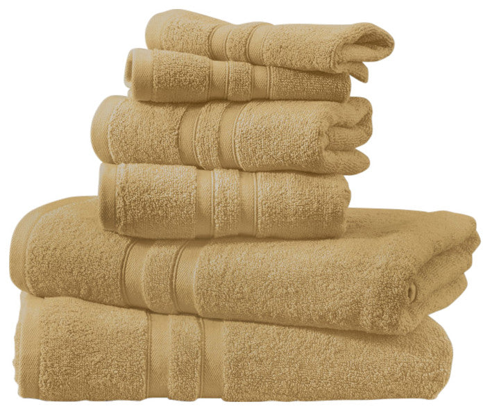 Bibb Home 6pc Oversized Solid Towel Set, Linen