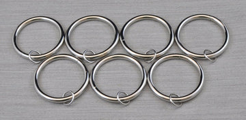 3" Curtain Rings With Eyelets, Brushed Steel, Set of 8