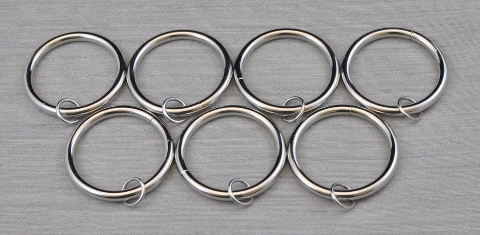 3" Curtain Rings With Eyelets, Brushed Steel, Set of 8