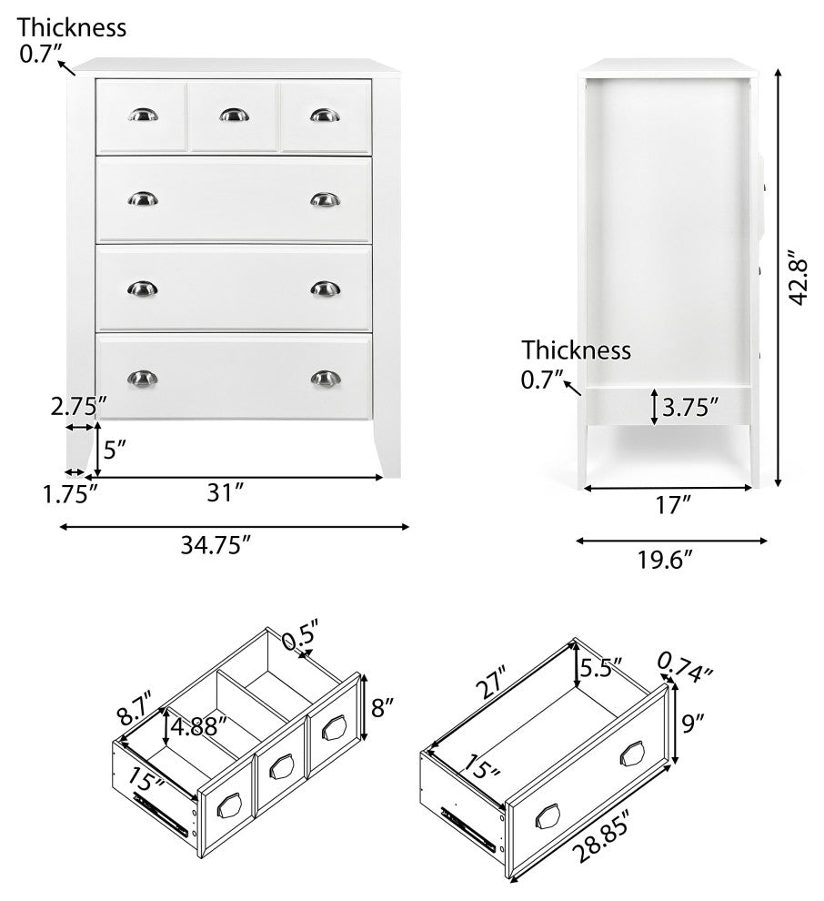 Cleary Contemporary Faux Wood 4 Drawer Dresser, White