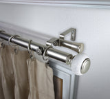 Hadley 1" Diameter Double Curtain Rod, Satin Nickel, 48-84"