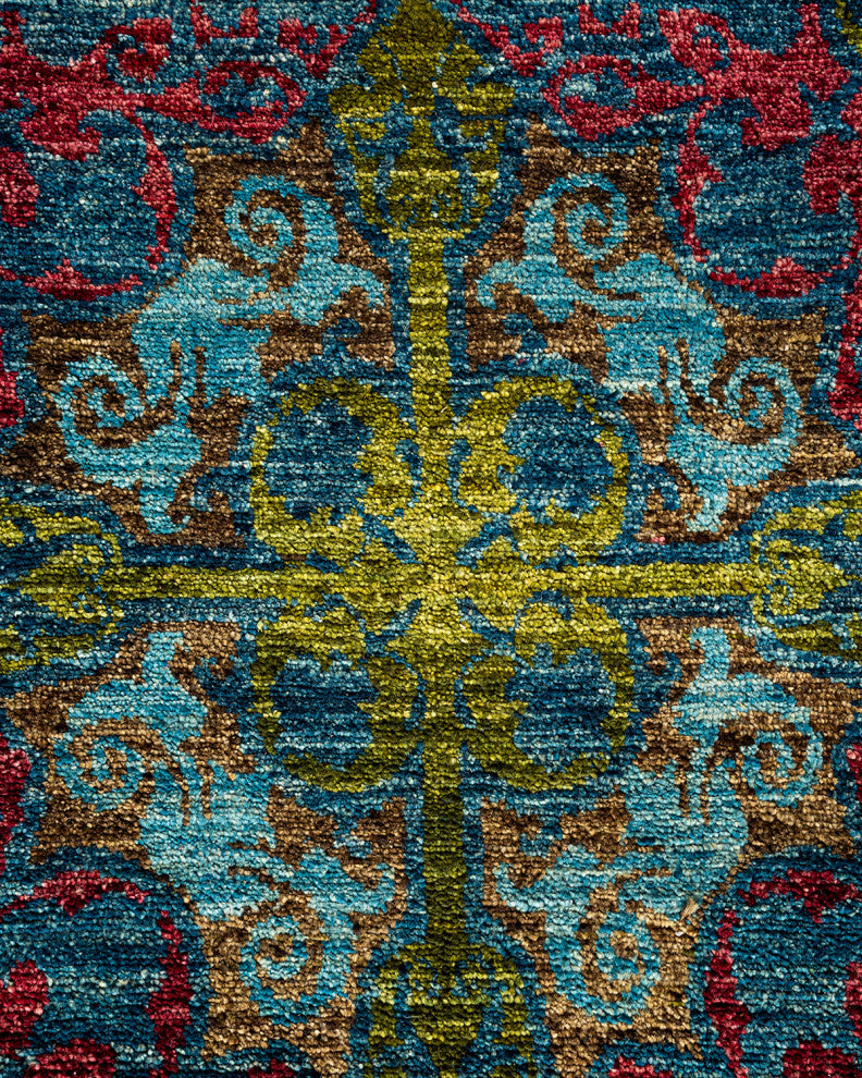 Suzani, One-of-a-Kind Handmade Area Rug Green, 22' 6" x 12' 2"