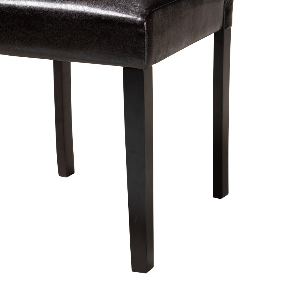Everly Dark Brown Faux Leather 5-Piece Dining Set