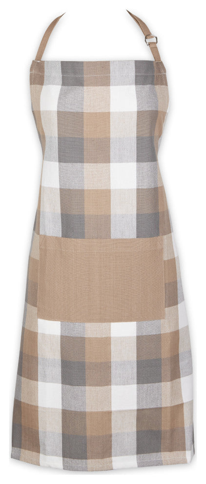 Stone Tri Color Check Chef Apron