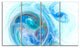Light Blue Fractal Illustration, Abstract Canvas Wall Art, 48"x28", 4 Panels