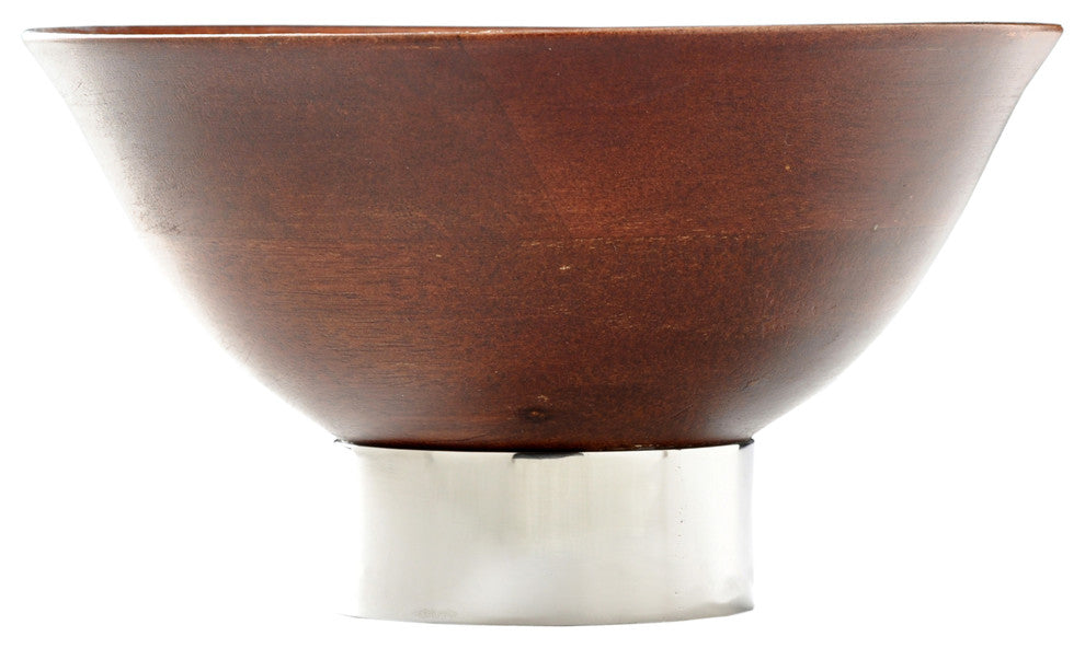 Wood Bowl KIRU with Modern Nickel Footing