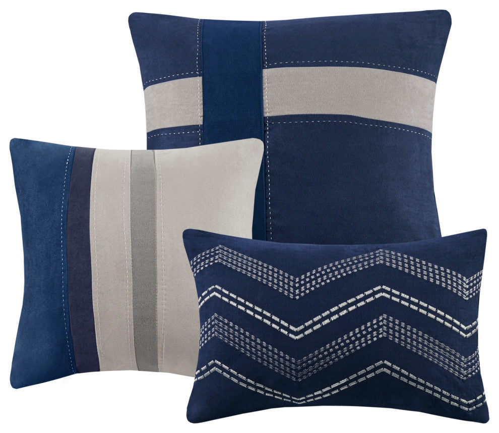 Madison Park Palisades Palizzate Suede 7-Piece Comforter Set, Blue, Cal King