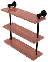 Carolina 16" Triple Wood Shelf, Matte Black