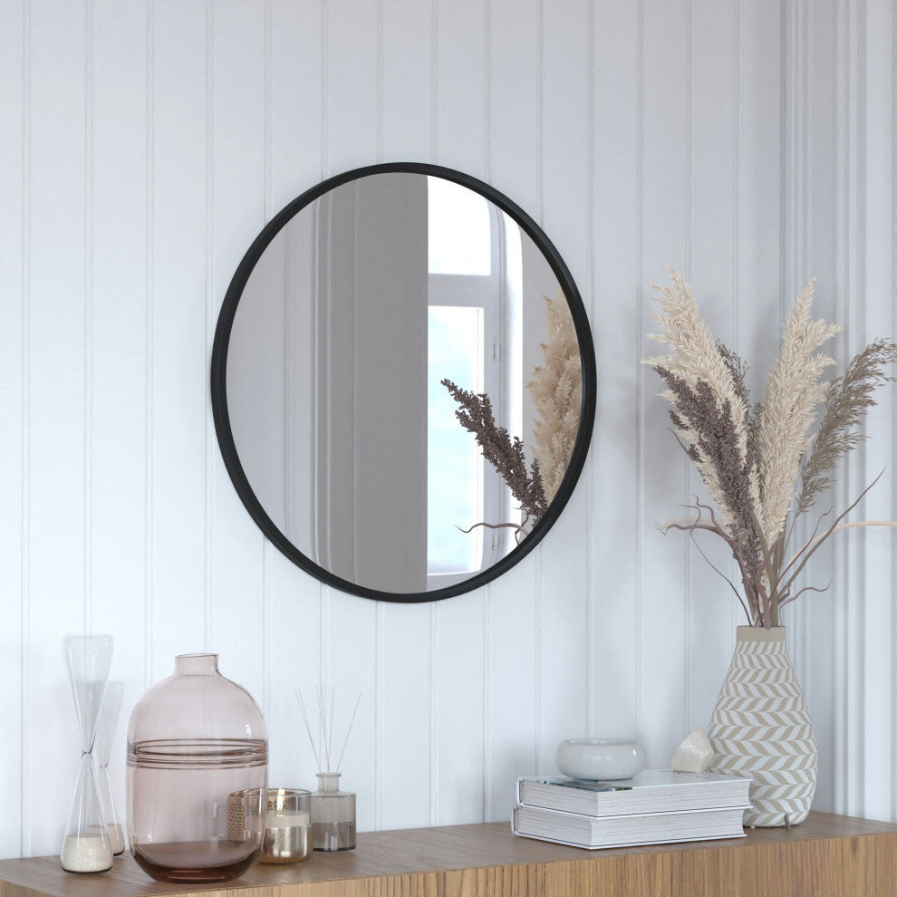Black 24 Round Wall Mirror