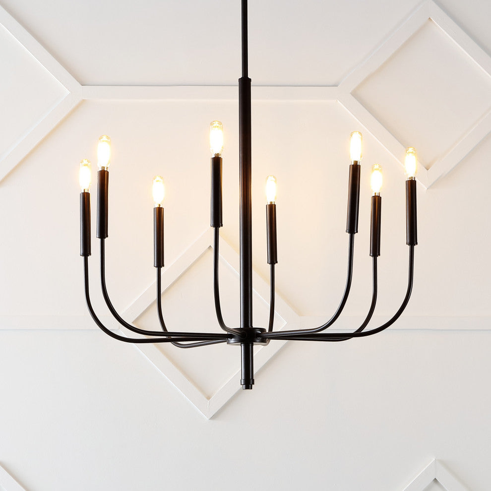 Amoros 27.25" 8-Light Modern Mid-Century Iron LED Chandelier, Oil Rubbed Bronze