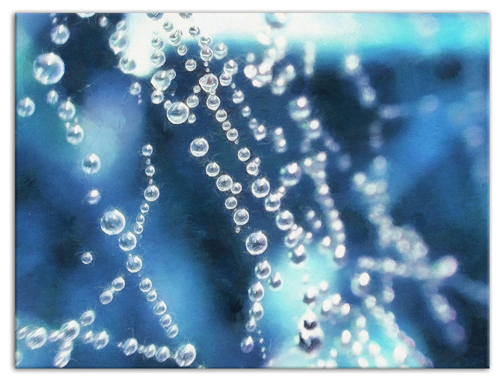 Dew Drops Over Blue 12x16 Canvas Wall Art