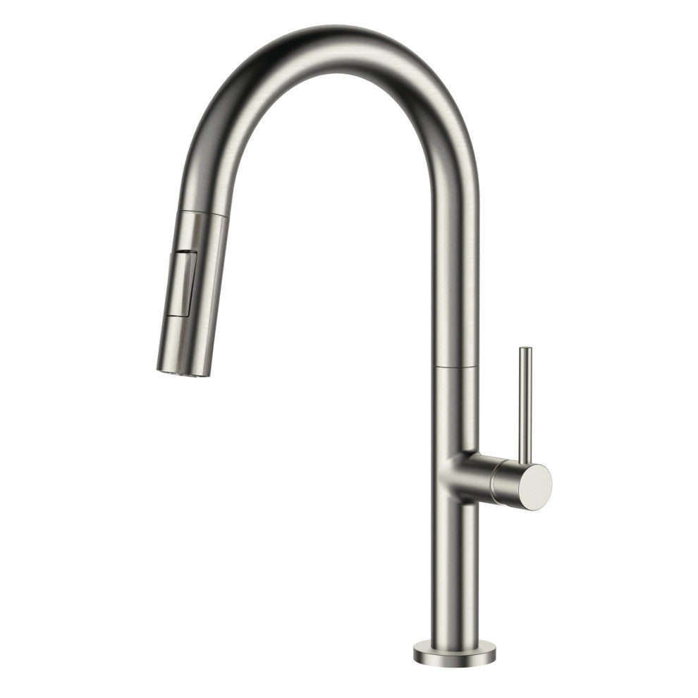 Fine Fixtures Pull Down Single Handle Kitchen Faucet, Satin Nickel