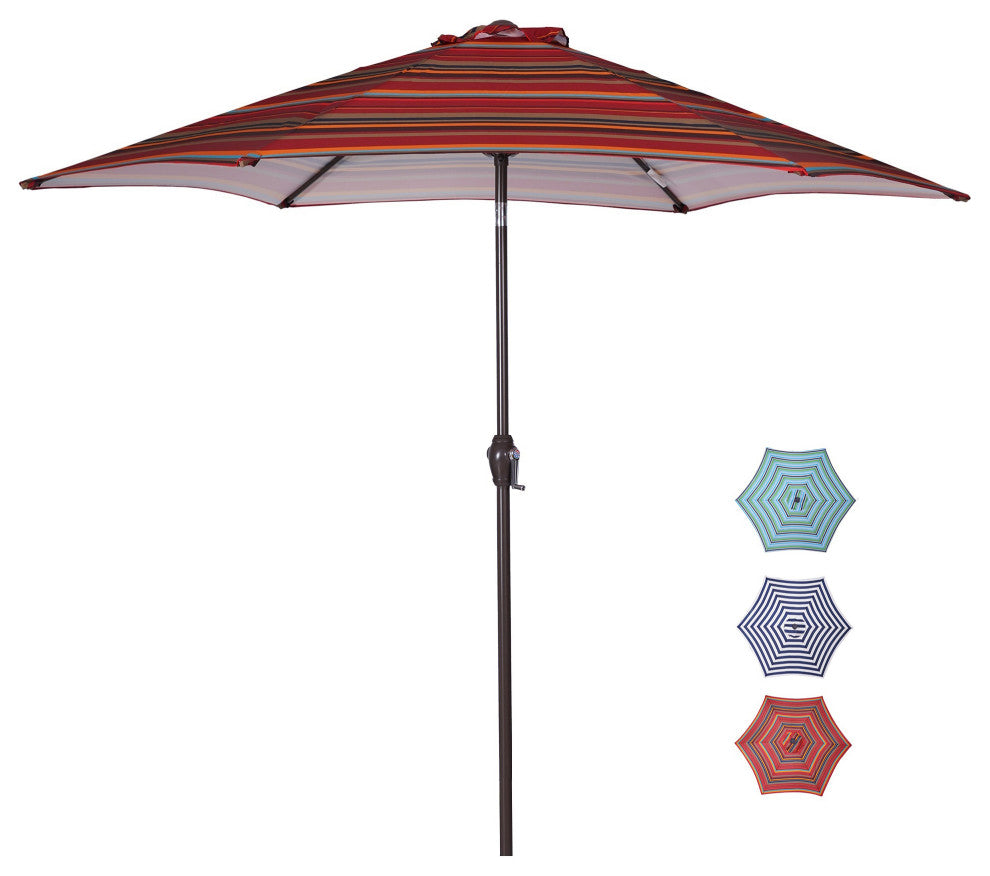 9' Outdoor Patio Steel Market Umbrella With Push Button Tilt and Crank, Red