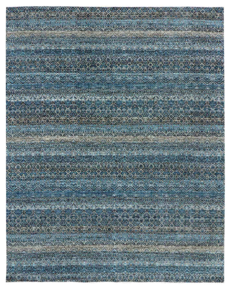 Yale Blue, Hand Knotted, Kohinoor Herat Design 100% Wool Rug, 8'x10'