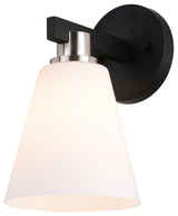 Vermont 1-Light Vanity, Matte Black and Satin Nickel