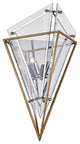 Epic 2 Light Wall Sconce, G9 Wedgebase Xenon, Gold Leaf, Clear