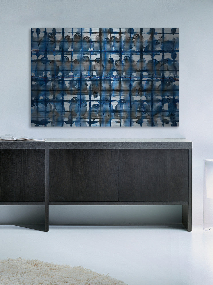 "Crowded Blue" UV Ink Print on Brushed  Aluminum, 36"x24"